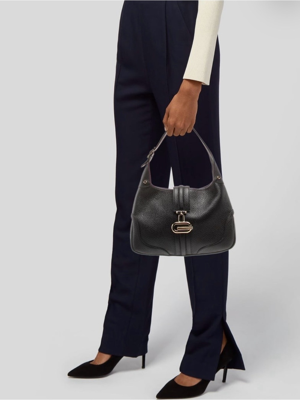 GUCCI Jackie Vintage Tom Ford Black Pebbled Leather G Hardware Shoulder Bag - Picture 14 of 14